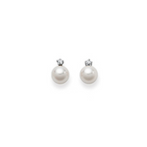 Ohrstecker in 18 Karat Weissold, Akoya Perle 6.5-7 mm, Diamant